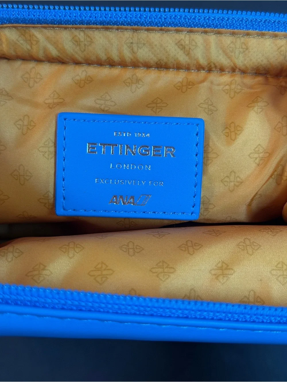 ANA Ettinger London Amenity Travel Pouch Nippon Airways Promo Empty Blue